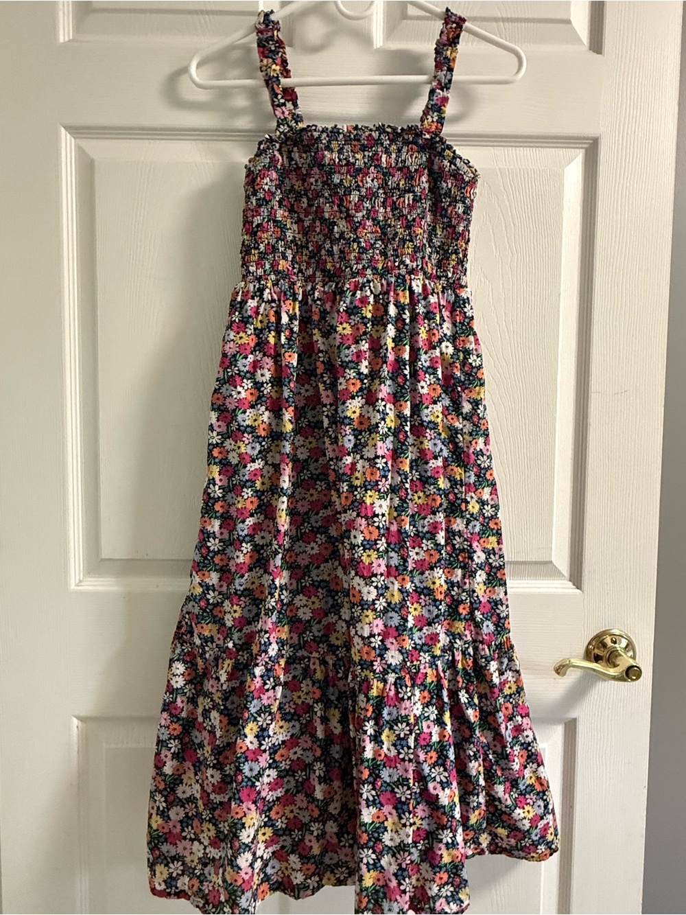 GAP Girls Floral Smocked Maxi Dress in Black, Pink, White, Yellow